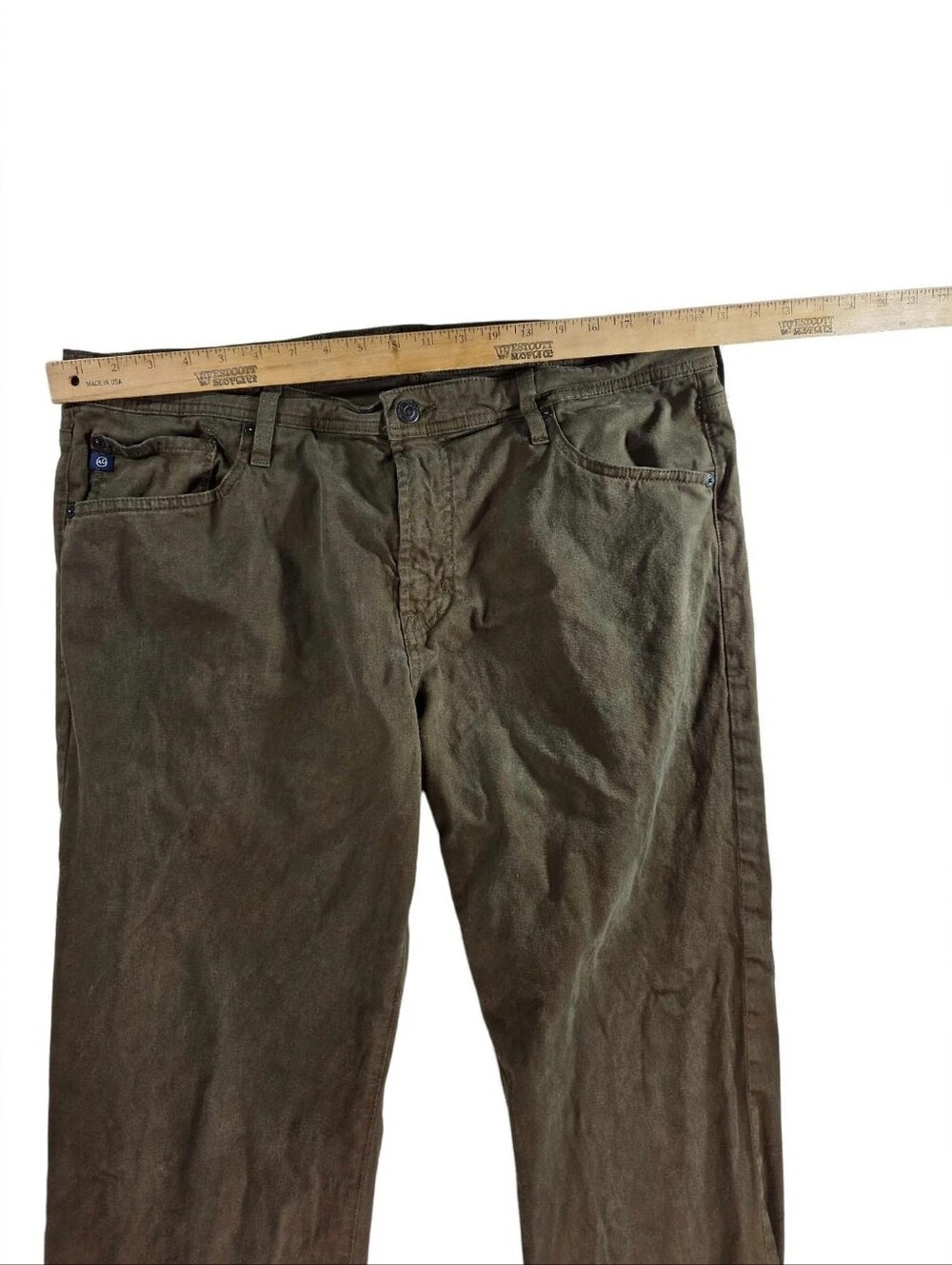 AG Adriano Goldschmied Pants 38x32 The Graduate Tailored Leg Olive Green - Picture 3 of 6